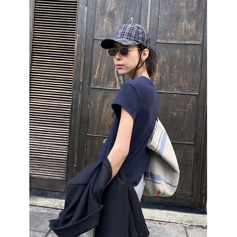 基础款圆领棉麻短袖t恤女2023春夏新款百搭纯色休闲内搭打底上衣