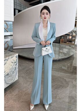 新款西装套装女职业轻奢高级感女收腰显瘦蓝色西服女