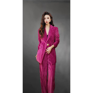 立体花朵气质喜庆红西装 OUPAN 新款 深圳南油原创 两件套1001 欧盼