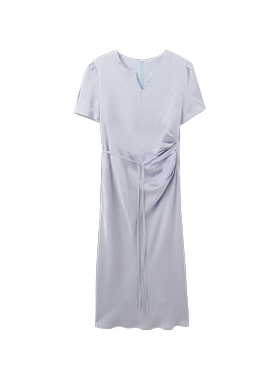 【左可莎】法式气质名媛高端女神范高级感端庄大气浅蓝色连衣裙