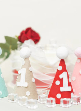 三角帽宝宝生日蛋糕装饰小帽子周岁满月一百天甜品台蛋糕插件插牌