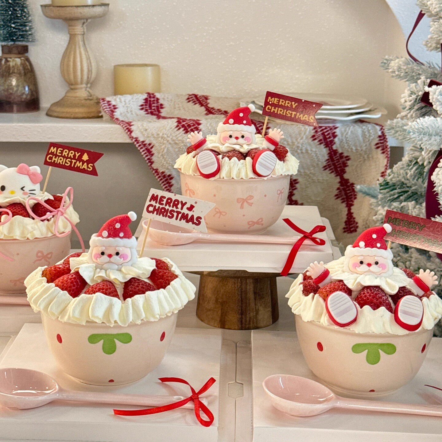 网红圣诞节快乐奶油草莓碗蛋糕装饰插旗圣诞老人蝴蝶结甜品陶瓷碗,节庆用品/礼品,节日装扮用品,淘宝优惠券,粉丝福利购,淘宝优惠卷