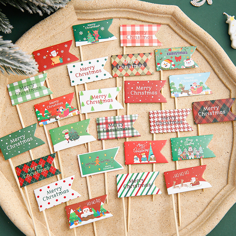 网红ins圣诞节快乐彩色小插旗蛋糕装饰韩式复古烘焙纸杯插牌插件,节庆用品/礼品,节日装扮用品,淘宝优惠券,粉丝福利购,淘宝优惠卷
