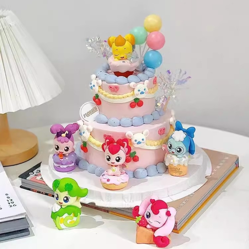 盲盒款奇妙萌可蛋糕装饰摆件爱心笑笑萌可儿童女孩周岁蛋糕插件
