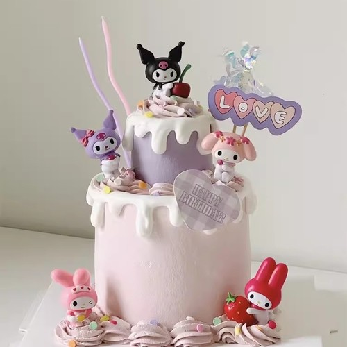 网红烘焙蛋糕装饰摆件ins生日三丽鸥库洛米美乐蒂甜品台插件