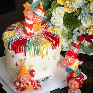 小红书许愿星星人蛋糕装饰摆件生日蛋糕可爱儿童樱桃星星甜品插件