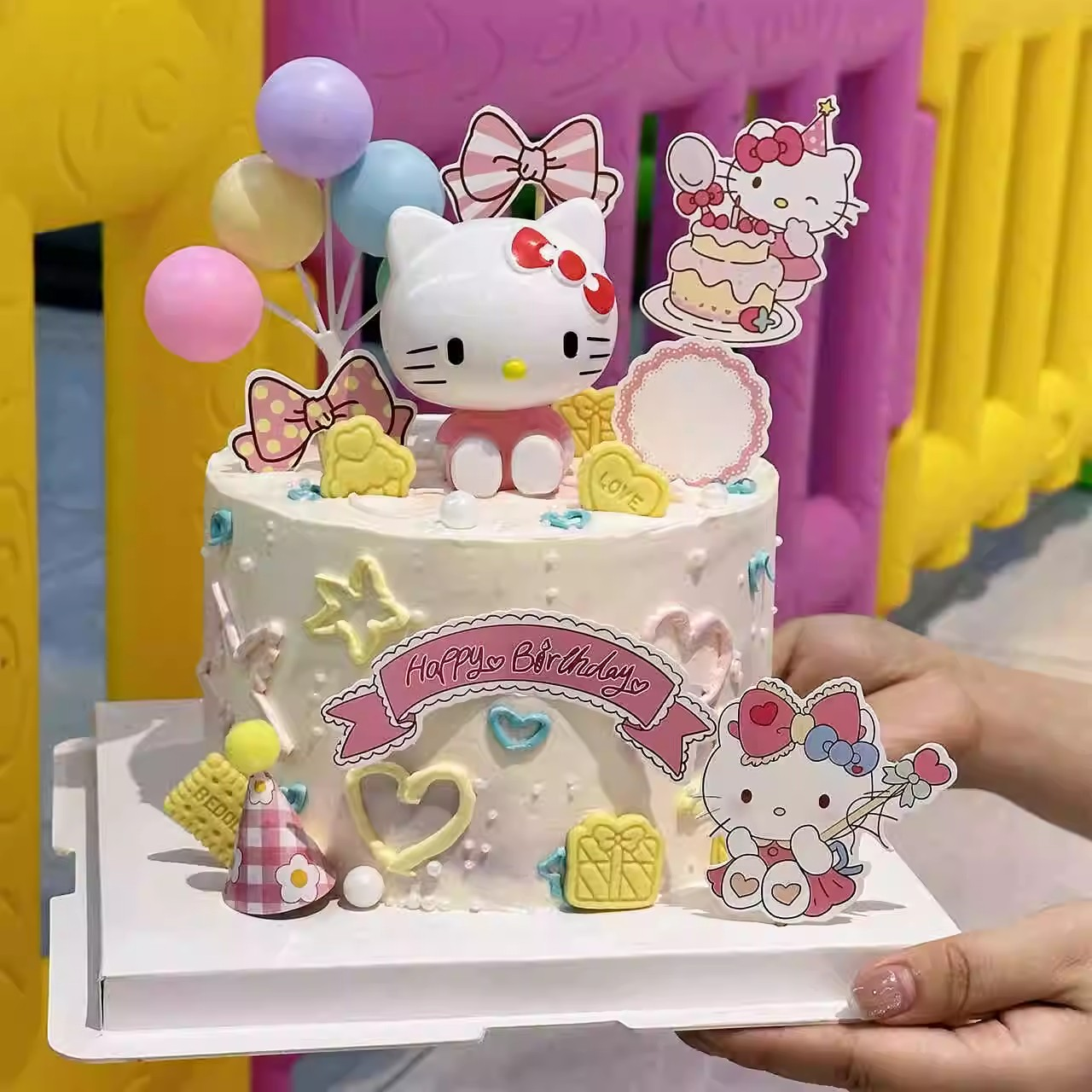 哈喽kt猫网红女孩生日蛋糕装饰摆件可爱小猫凯蒂猫烘焙插件插牌
