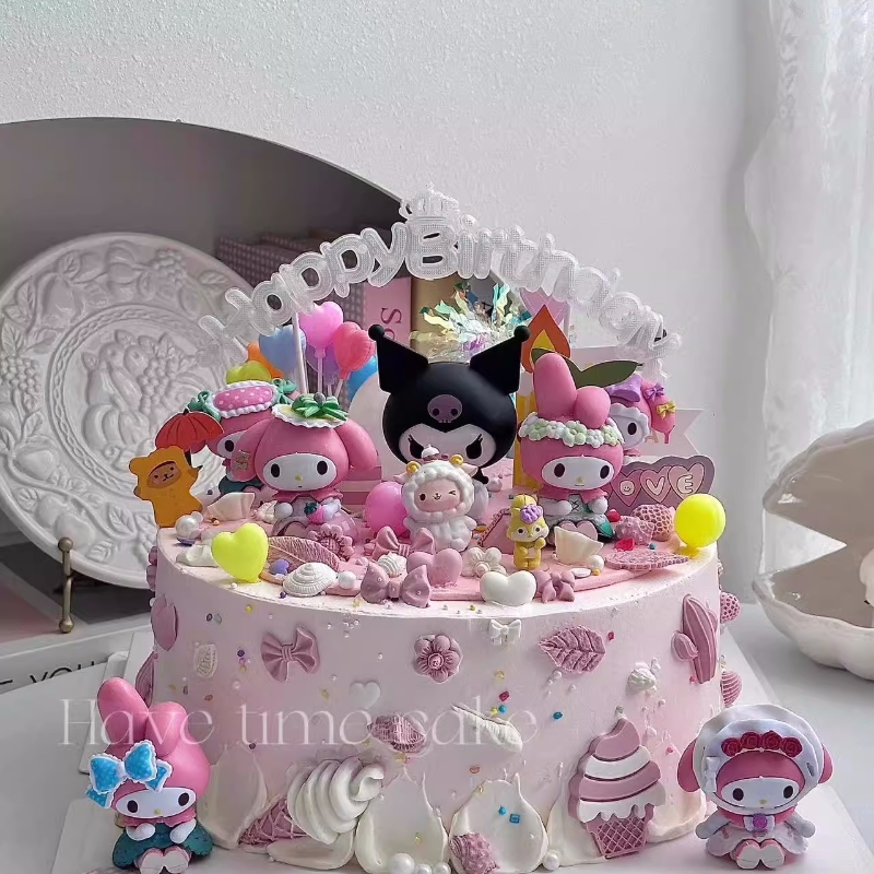 三丽鸥蛋糕装饰摆件可爱美乐蒂库洛米儿童英文HB拱门灯烘焙插件