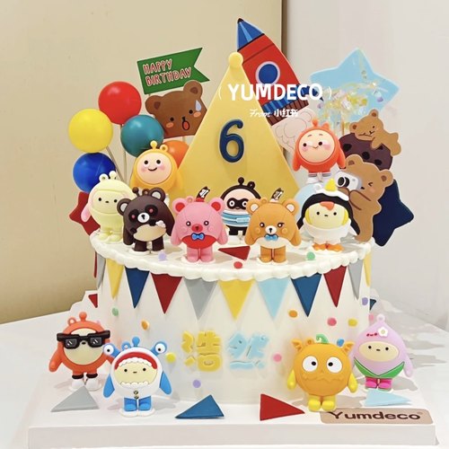 蛋仔派对甜品台插件游戏摆件蛋糕装饰插牌推推乐贴纸卡通排队插卡