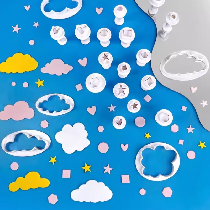 按压式饼干模云朵五角星爱心翻糖印花模蛋糕烘焙多种印花模板模具