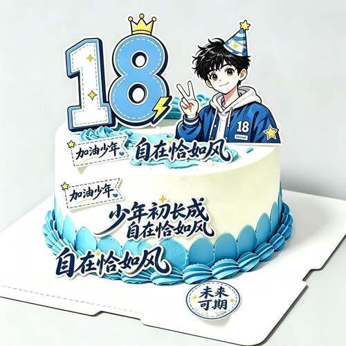 阳光男孩蛋糕装饰插牌金榜题名18岁生日蛋糕乘风破浪未来可期插件