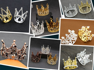 儿童生日蛋糕装 皇冠金色银色水钻珍珠小皇冠王冠烘焙配件 饰摆件