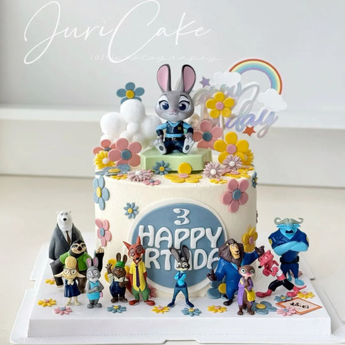 疯狂动物城蛋糕装饰摆件尼克朱迪警官狐兔儿童生日烘焙装扮插件