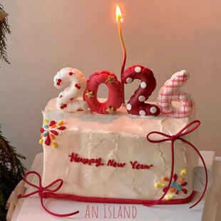 饰气球数字模具蜡烛插件跨年春节除夕甜品摆件 2026新年快乐蛋糕装