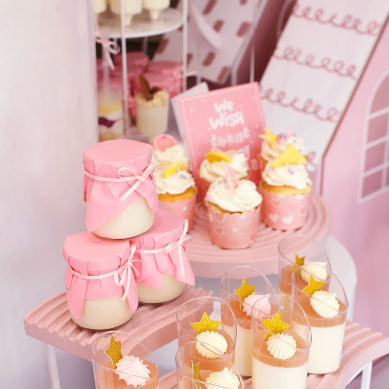 布丁瓶玻璃布丁杯耐高温酸奶果冻杯烘焙装饰配件插件绑带封口纸