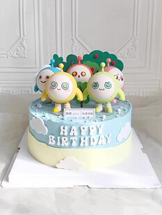 饰卡通仔仔熊失心熊粉仔熊小熊摆件儿童生日装 蛋仔派对蛋糕装 扮