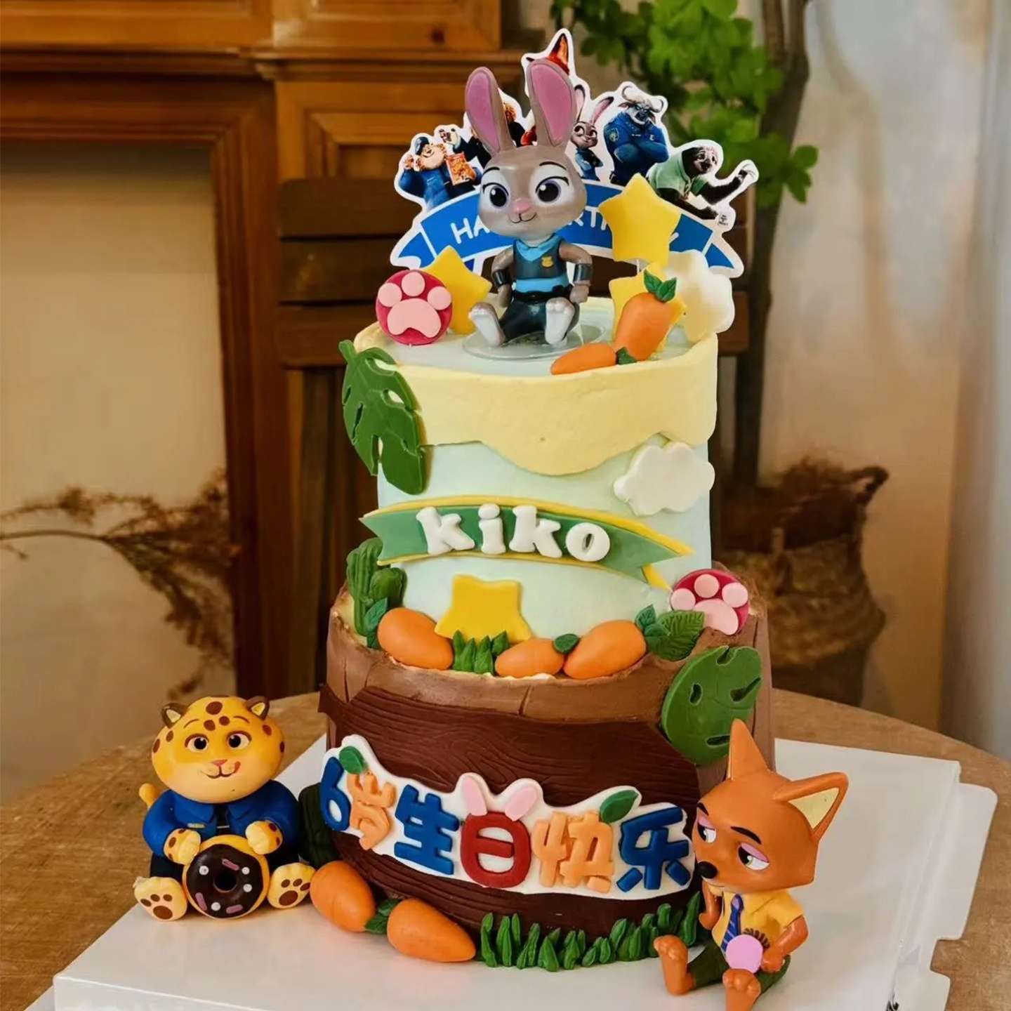 动漫疯狂动物城蛋糕装饰摆件可爱兔子狐狸城堡儿童生日烘焙装扮