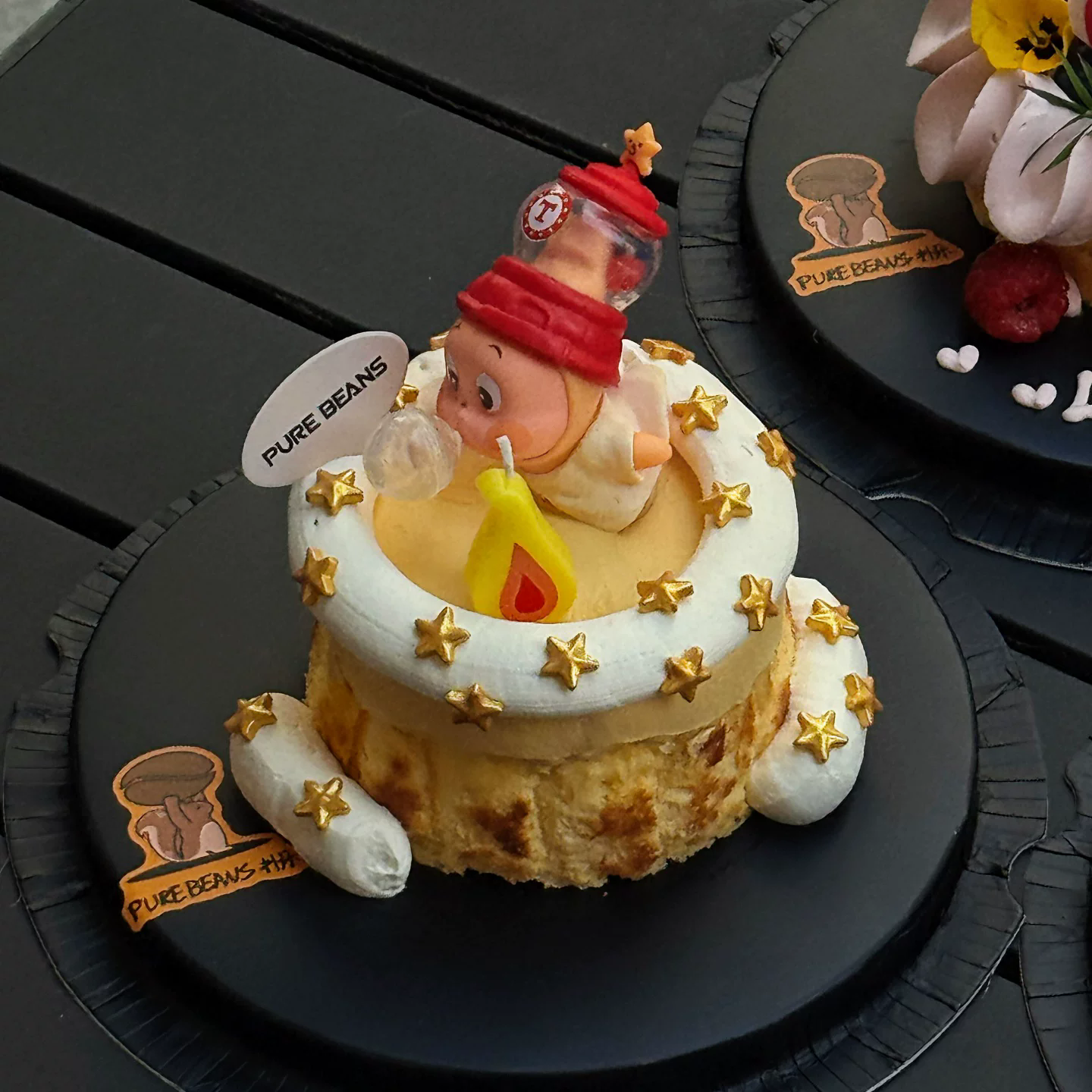 卡通吹泡泡星空人蛋糕装饰摆件火苗蜡烛儿童生日派对烘焙装扮插件