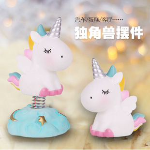 饰摆件摇头独角兽带灯摇马烘焙西点甜品台派对装 生日蛋糕装 扮用品