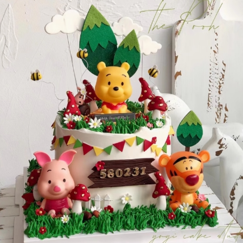 卡通生日蛋糕装饰维尼熊小蜜蜂蛋糕插牌儿童周岁装饰百天派对插件