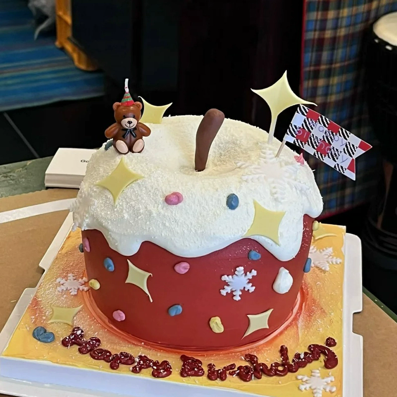 2025圣诞节苹果蛋糕装饰四角切模小熊蜡烛烘焙装扮雪花ins插旗