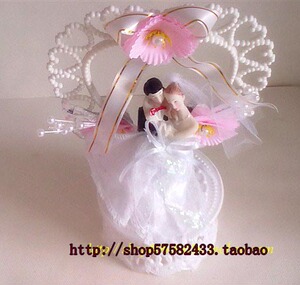 蛋糕架小人/婚庆装饰道具/婚庆礼品/新婚花/小人花（白纱）/