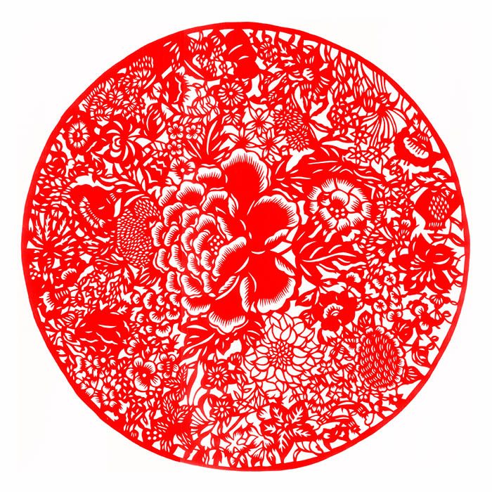 手工纸质剪纸成品 圆形民俗题材牛年 中国风装饰画福窗花