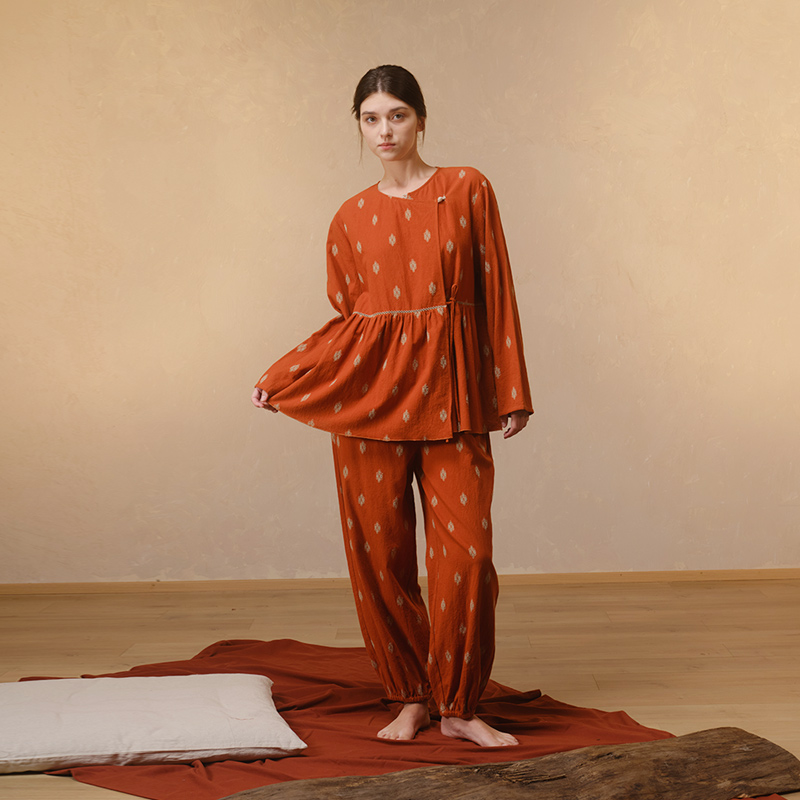 朵朵可可偏厚新中式提花纯棉睡衣