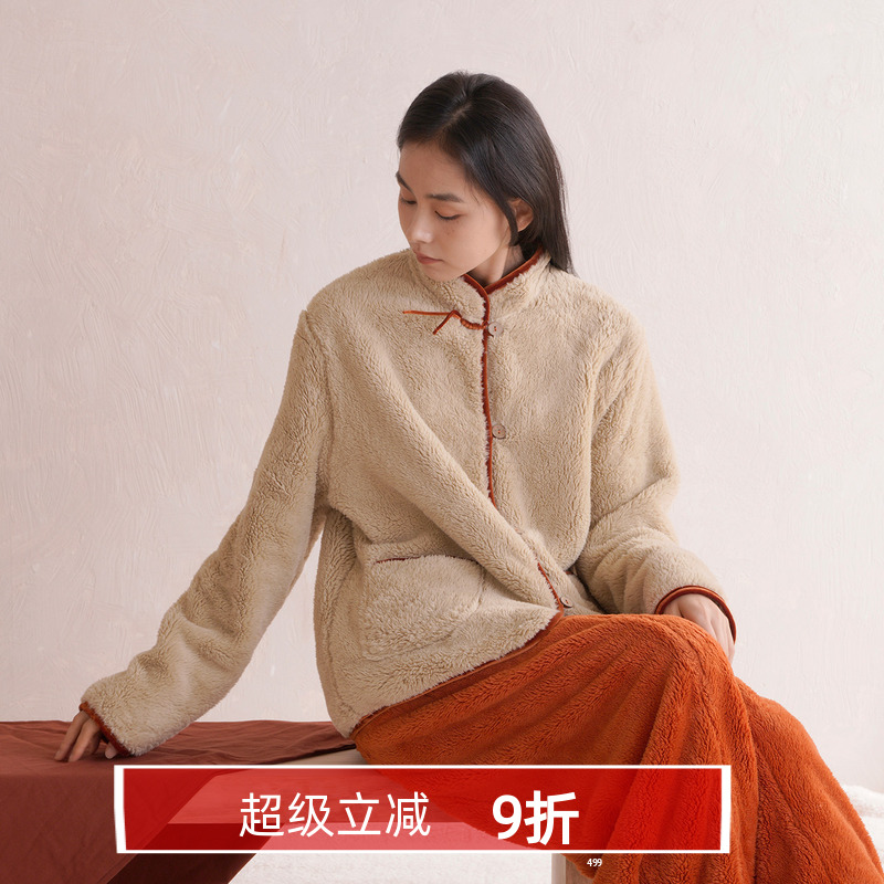 朵朵可可女国风加厚珊瑚绒家居服