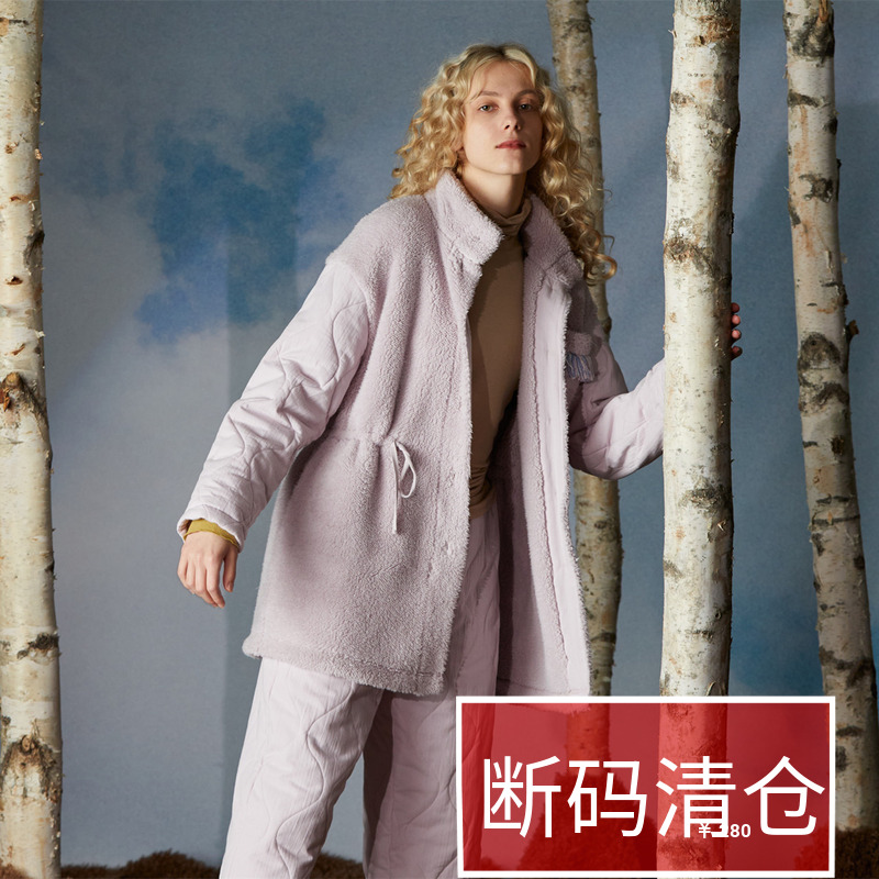 朵朵可可女立领珊瑚绒夹棉家居服