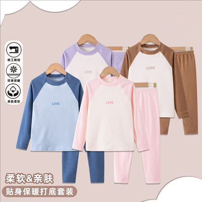 儿童德绒内衣套装男女童秋衣秋裤秋冬中大童宝宝睡衣卡通保暖