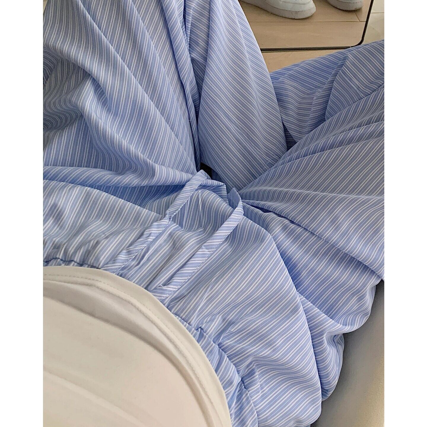 175高个子加长180阔腿休闲裤女慵懒风宽松条纹设计百搭直筒拖地裤