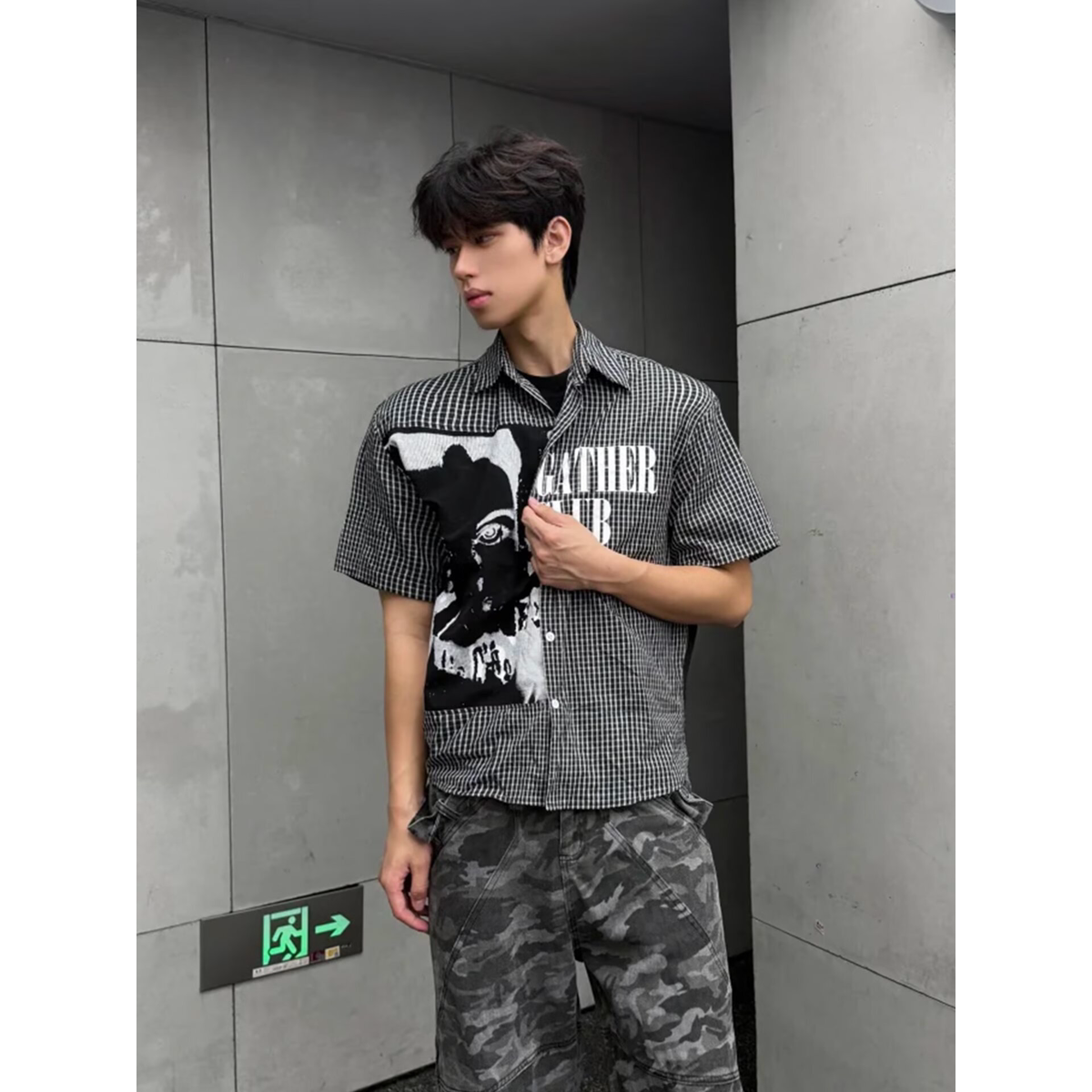 2026复古衬衫男夏装港风学生宽松小众设计感趣味新款男装上衣外穿
