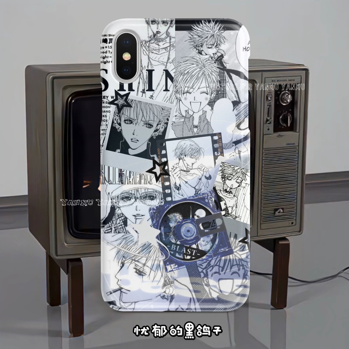 忧郁黑鸽子NANA拼接真一土酷复古iPhone安卓软壳通用可爱系列全包辣妹同款手机壳拍三付二