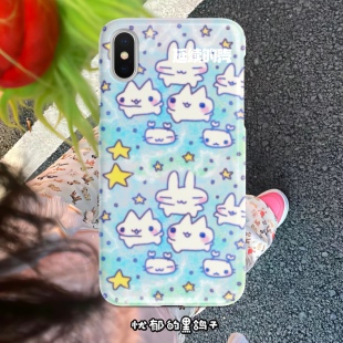 忧郁黑鸽子手绘星星兔精灵古早昭和风安卓苹果通用全包定制手机壳
