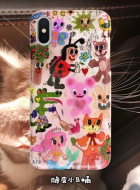 脆皮马桶美人鱼红色蚂蚁虫虫线条画恐龙卫士少女版全包定制手机壳