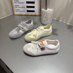 磨砂百搭单鞋 米新款 糖果色软底运动女鞋 上新休闲德训鞋 2026春款