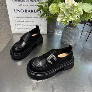 真皮百搭休闲款 欧货2026春季 爱丽街拍超轻乐福鞋 厚底玛丽珍鞋 新款