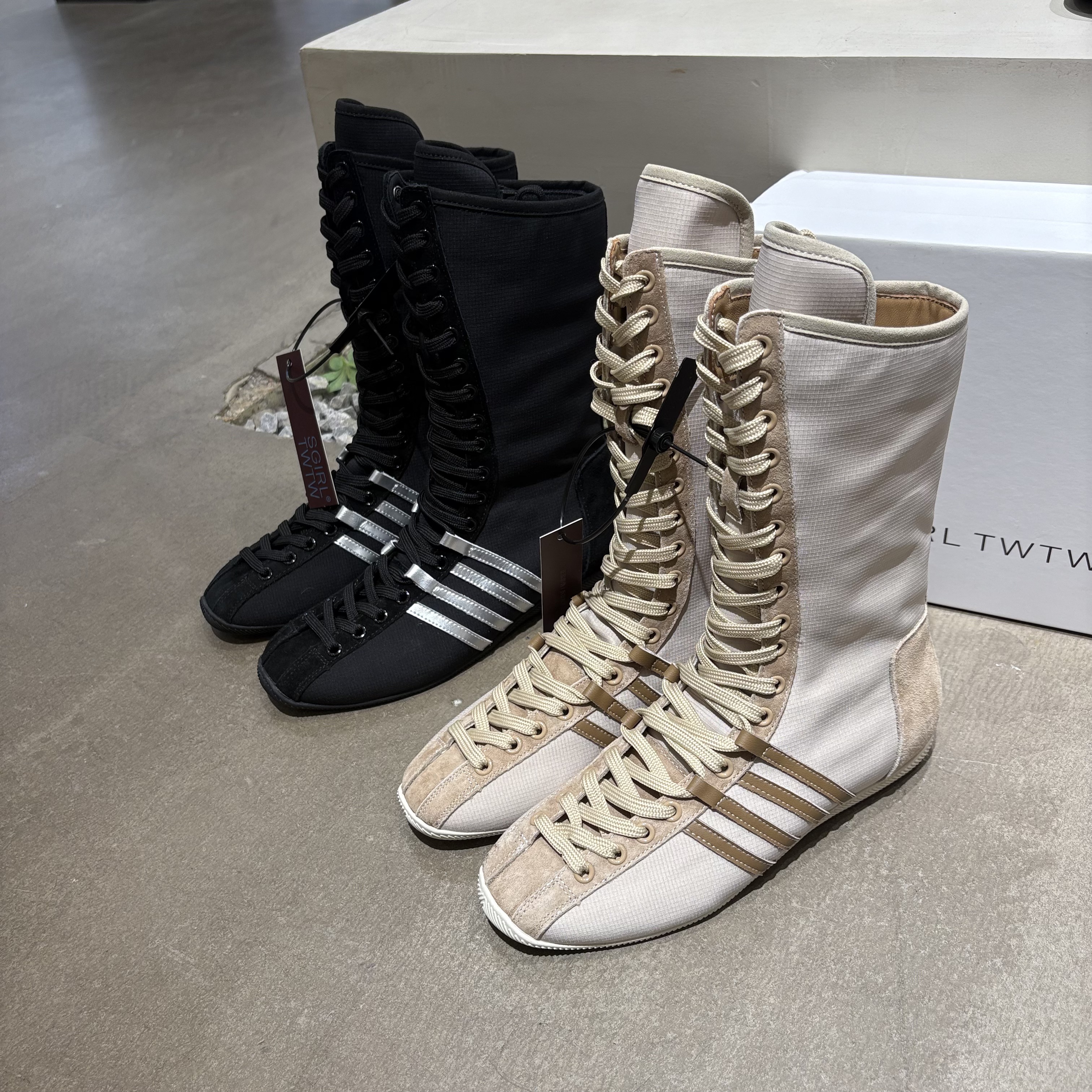 SGIRL TWTW厚底德训女鞋拼接高帮拳击鞋休闲百搭马丁靴秋季新款