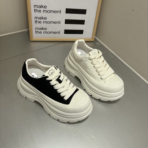 正品新2026春款上新厚底老爹鞋皮面超轻女鞋增高7厘米休闲运动鞋