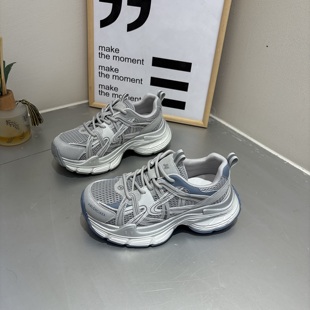 圆头百搭鞋 米新款 银灰色街拍休闲运动女鞋 上新厚底老爹鞋 2026春款