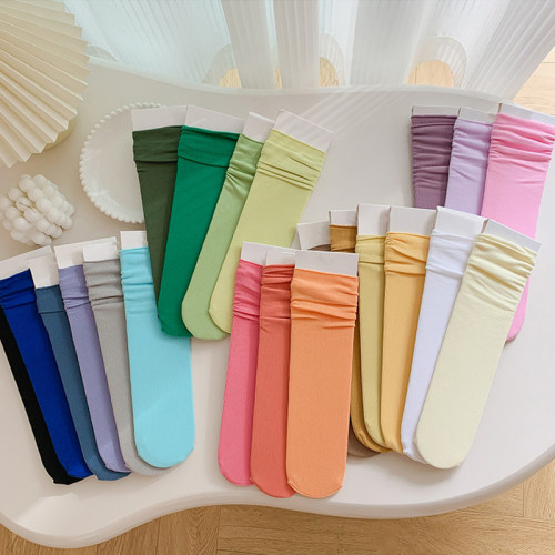 春夏轻薄透气百搭天鹅绒堆堆袜