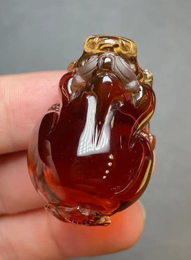 收藏级天然巴西黄水晶貔貅吊坠招财男女款挂坠