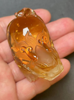 天然巴西黄水晶龙龟吊坠男女款把玩长寿龟居家玄关办公桌面摆件