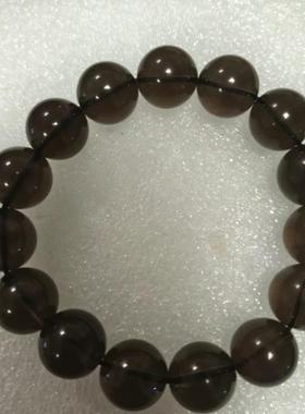 稀有天然黑水晶手链老矿黑色墨晶茶水晶手串缺补五行水本命年礼物