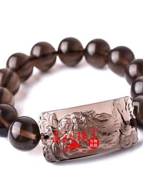 黑曜石一叶吸财貔貅麒麟手链