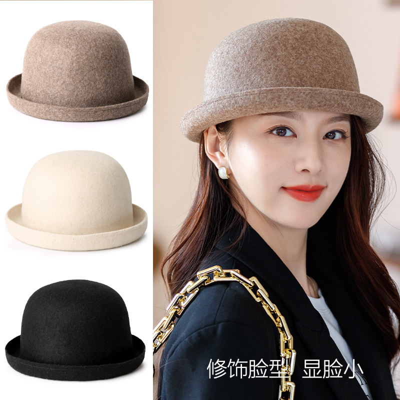 渔夫帽女秋冬羊毛小盆帽复古休闲圆顶礼帽韩版时尚卷边毛呢毡帽子怎么样,好用不?