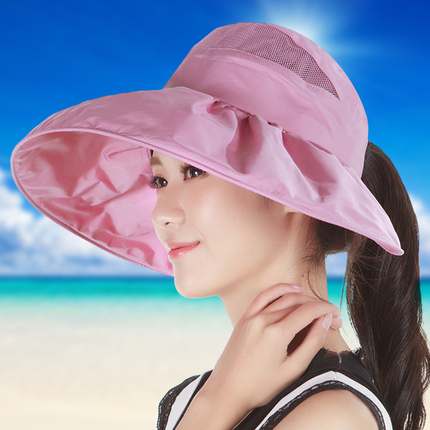 帽子女夏太阳帽贝壳帽遮阳帽防紫外线可折叠空顶帽遮脸户外防晒帽