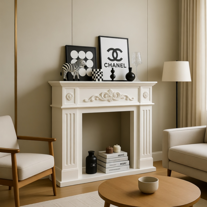 美式网红壁炉柜法式民宿装饰柜直播背景墙简约婚礼客厅隔断玄关柜