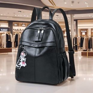 真皮双肩包女2025时尚新款大容量百搭包包头层牛皮软皮韩版背包潮